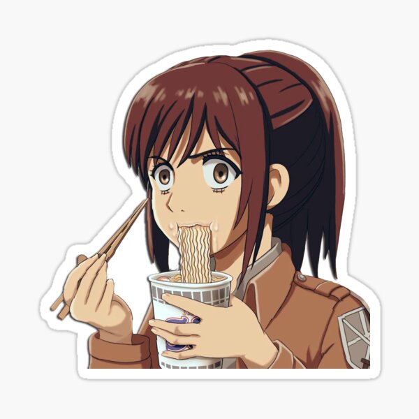Sasha (Attaque sur Titan) mangeant des nouilles - Funny Anime Sticker Weeb Sticker