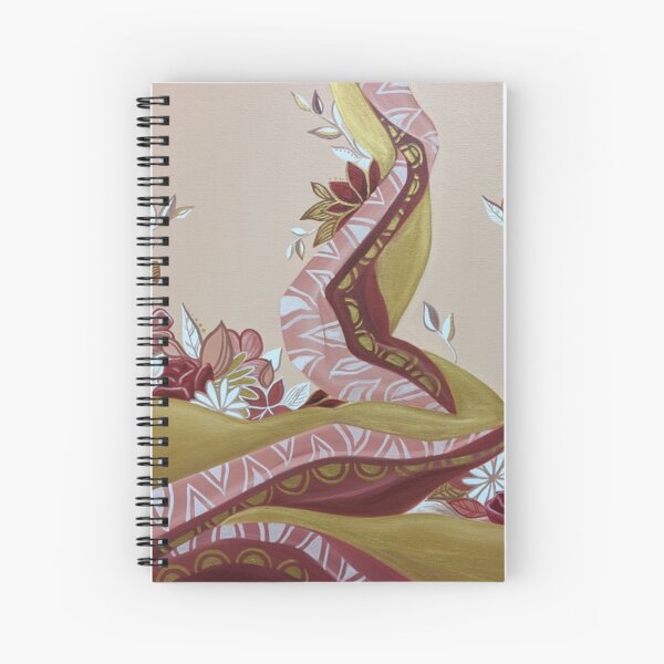 Tableau de Tissus Rouge et or et fleurs Cahier à spirale