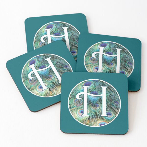 Item preview, The Letter 'H' Peacock Feather Circle Monogram designed and sold by Bumblefuzzies.