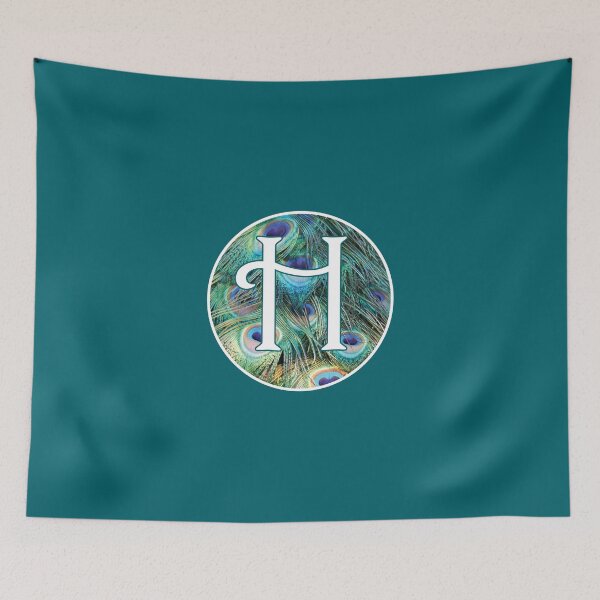 Item preview, The Letter 'H' Peacock Feather Circle Monogram designed and sold by Bumblefuzzies.