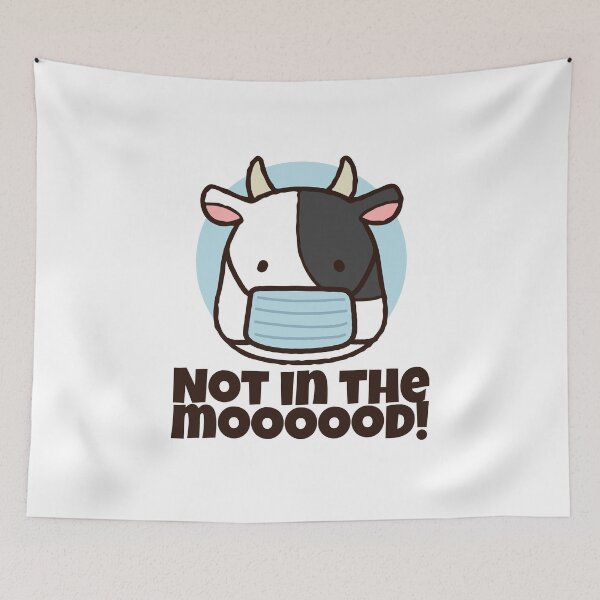 Item preview, Not In The Mood Cow Face Mask designed and sold by Maria Garcia.