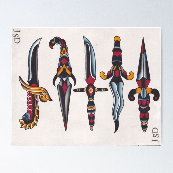 Item preview, Original Watercolor Tattoo Flash Painting designed and sold by johndeweese.