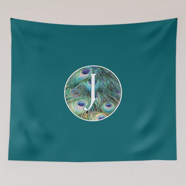 Item preview, The Letter 'J' Peacock Feather Circle Monogram designed and sold by Bumblefuzzies.