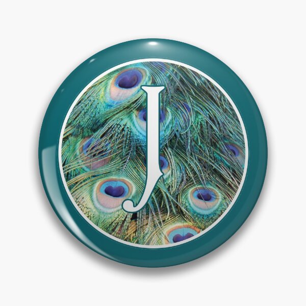 Item preview, The Letter 'J' Peacock Feather Circle Monogram designed and sold by Bumblefuzzies.
