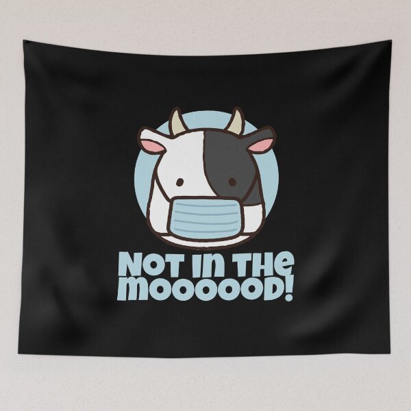 Item preview, I'm Not In The Mood Cow Face Mask designed and sold by Maria Garcia.