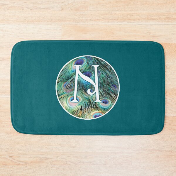 Item preview, The Letter 'N' Peacock Feather Circle Monogram designed and sold by Bumblefuzzies.
