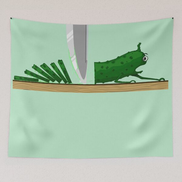 Item preview, Cucumber on a cutting board cartoon character. designed and sold by YngvarrTokar.