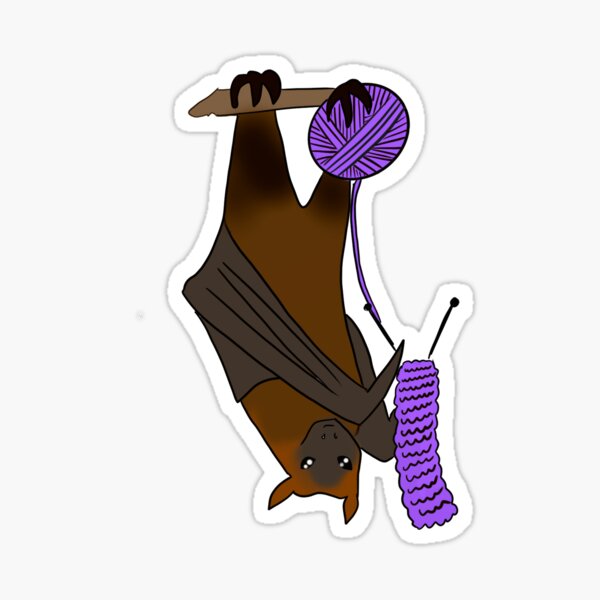 Knitty Crafty Bat Knitting Fruit Bat Art Sticker