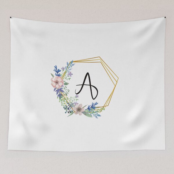 Item preview, Floral monogram with golden frame letter A designed and sold by JustSeasons.