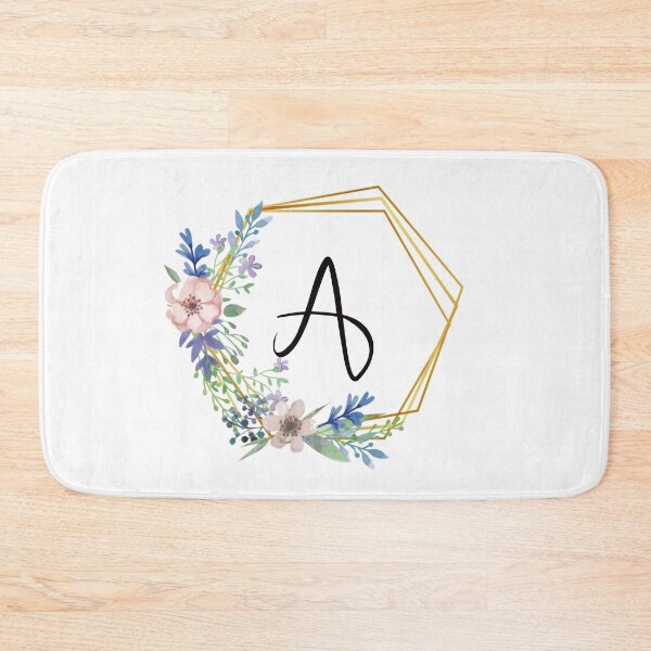 Item preview, Floral monogram with golden frame letter A designed and sold by JustSeasons.