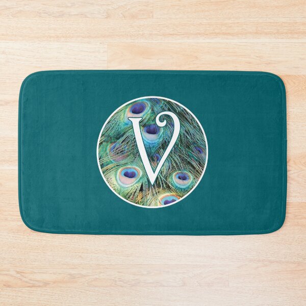 Item preview, The Letter 'V' Peacock Feather Circle Monogram designed and sold by Bumblefuzzies.
