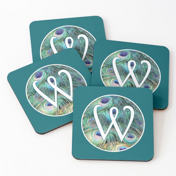 Item preview, The Letter 'W' Peacock Feather Circle Monogram designed and sold by Bumblefuzzies.