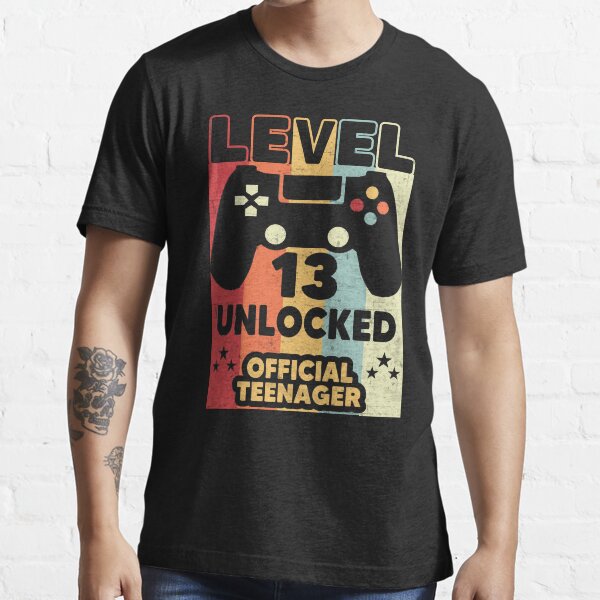 Camiseta de cumpleaños número 13, nivel 13 desbloqueado, adolescente oficial Camiseta esencial