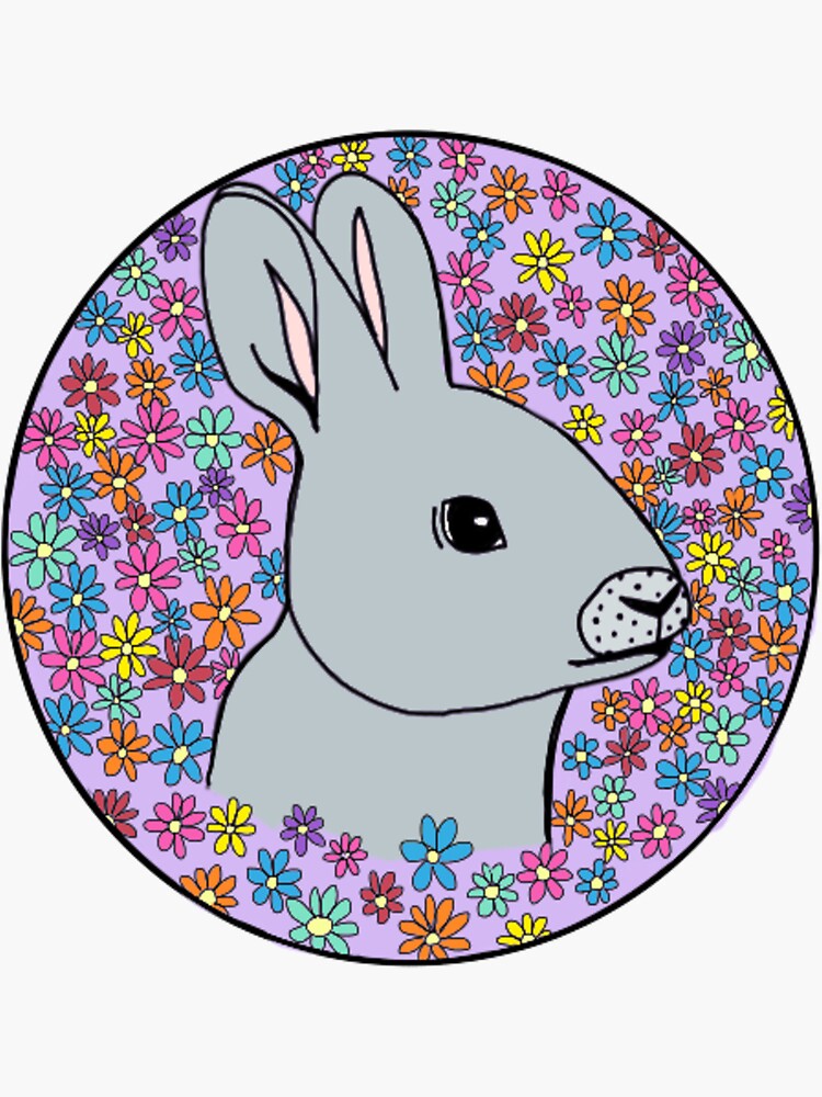 Download "cute bunny with flower background" Sticker by andilynnf ...