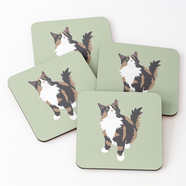 Item preview, Fluffy Calico Cat - Green designed and sold by stubiedoodles.