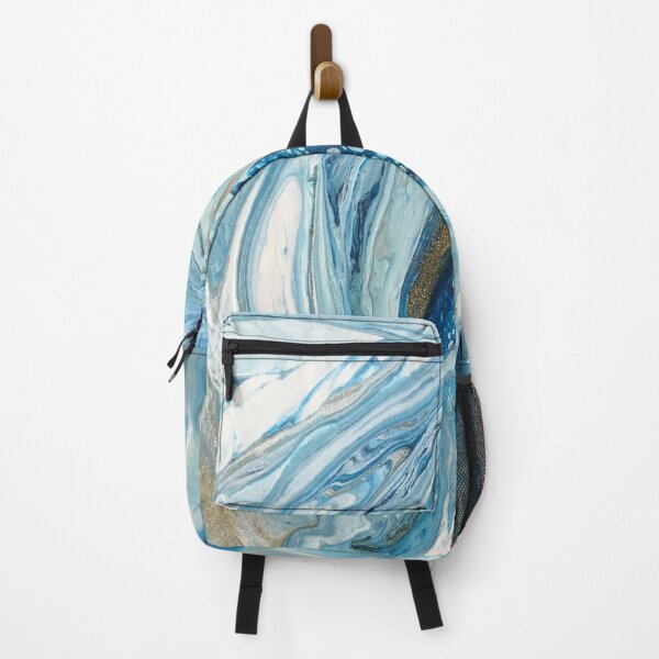 Item preview, Icy Depths Modern Abstract Swirls in Turquoise, White and Gold designed and sold by InalterataArt.