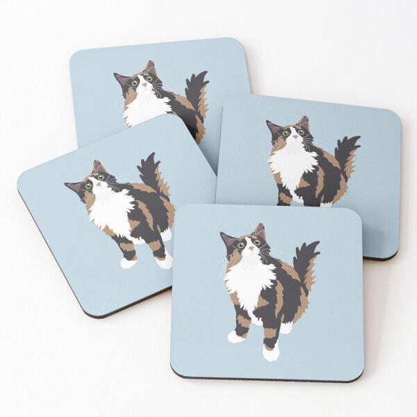 Item preview, Fluffy Calico Cat - Blue designed and sold by stubiedoodles.