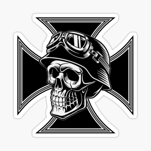 Schädel Helm Schutzbrille Eisernes Kreuz Sticker