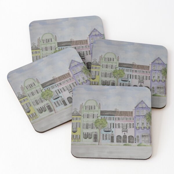Item preview, Rainbow Row Charleston SC Watercolor designed and sold by BissyCollective.