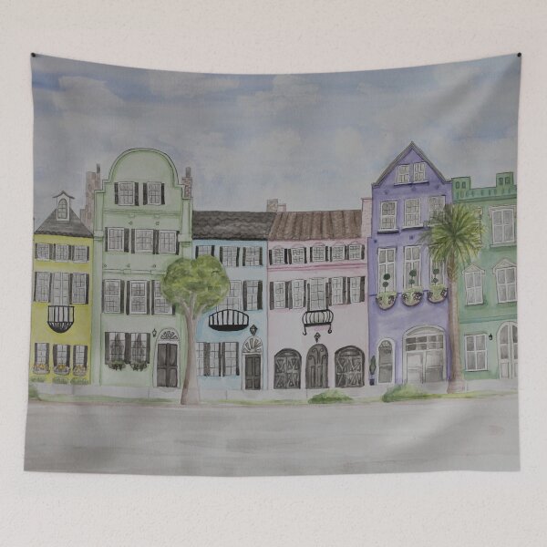 Item preview, Rainbow Row Charleston SC Watercolor designed and sold by BissyCollective.