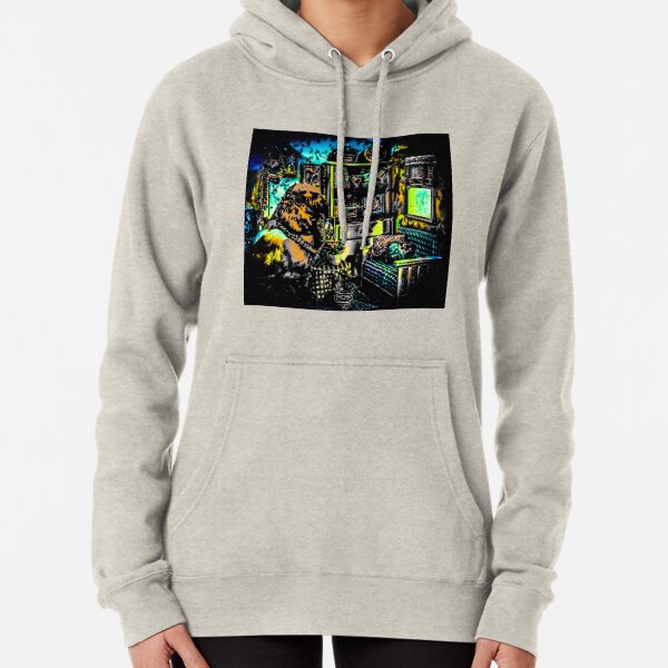 Taxidermy Bird Diorama Parrot Colorful Fun Blue Pullover Hoodie