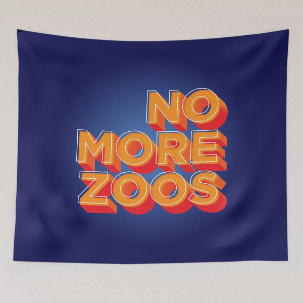 Item preview, No More Zoos, Orange 3D Block Letters on Blue designed and sold by robalonso.