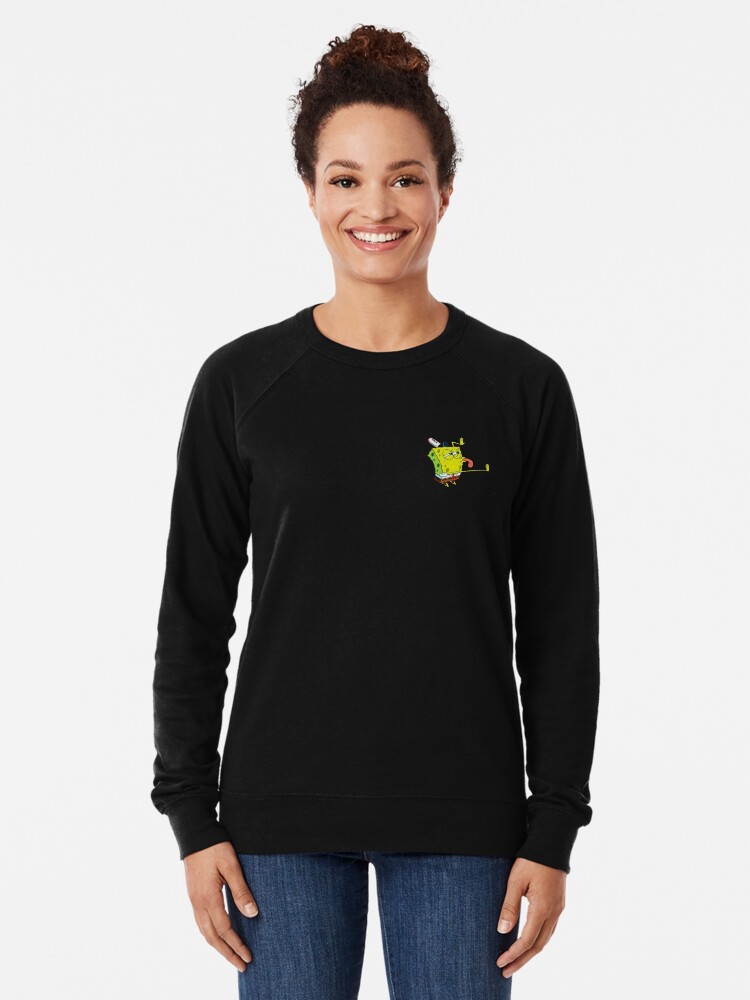 Transparent Spongebob Lick Meme Lightweight Sweatshirt By