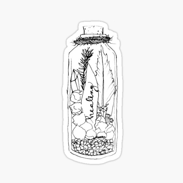 Item preview, Healing Spell Jar 01 (B&W) designed and sold by Moon Stoned.