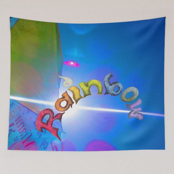 Item preview, Rainbow Calligraffiti in Blue Sky  designed and sold by PATRICIA CASTILLA PEREZ.