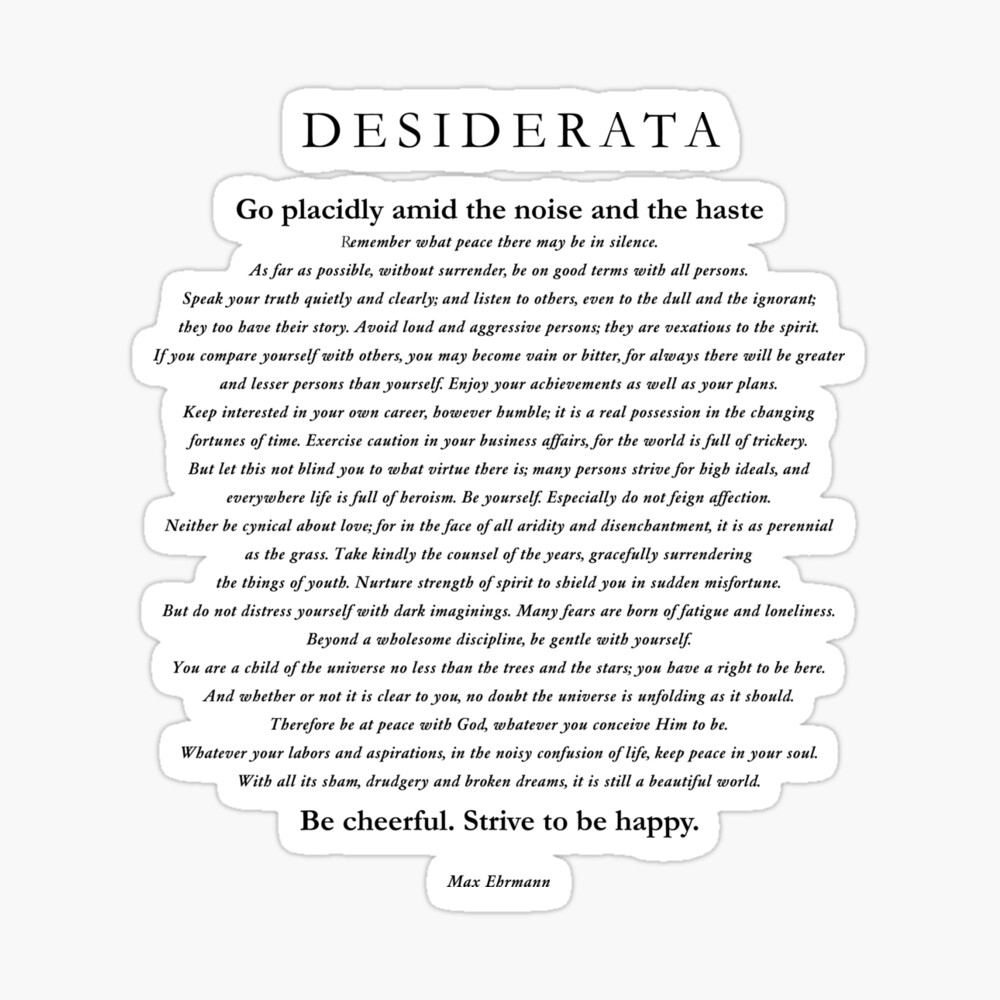 desiderata-by-max-ehrmann-poster-for-sale-by-corbrand-redbubble for Free Printable English Desiderata Poem Desiderata by Max Ehrmann