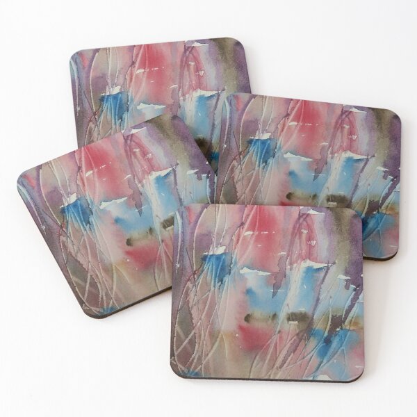 Item preview, Pink blue and purple abstract flowers designed and sold by CarinLavery.