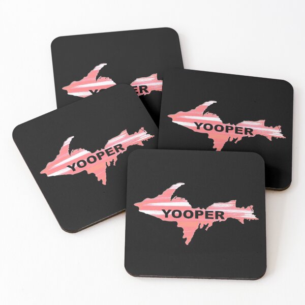 Item preview, UP Upper Peninsula Michigan Watercolor YOOPER Coral Painted designed and sold by Destinations Souvenirs.