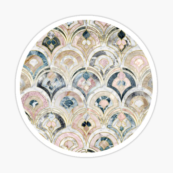 Art Deco Marble Tiles in Soft Pastels Sticker