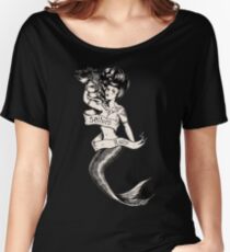 Camiseta ancha para mujer Ruina de los marineros, estilo del tatuaje de la sirena de la vendimia