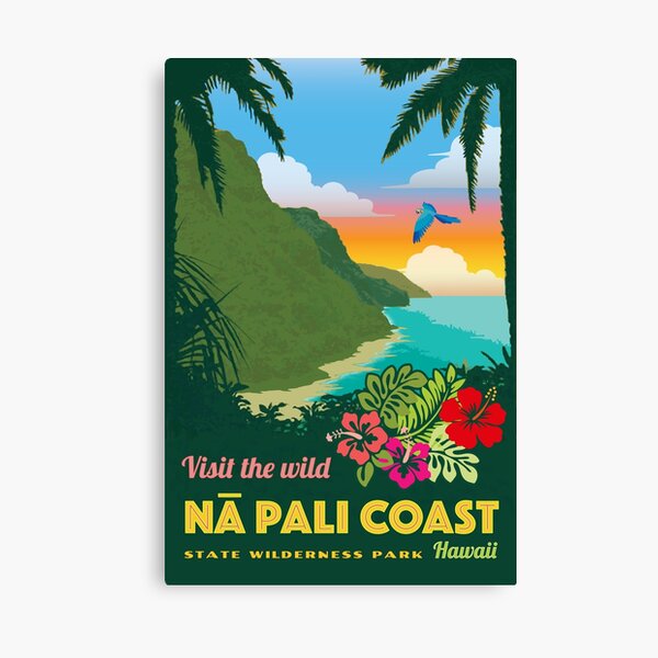 Item preview, Vintage-Style Napali Coast Travel Poster designed and sold by travelwitheric.