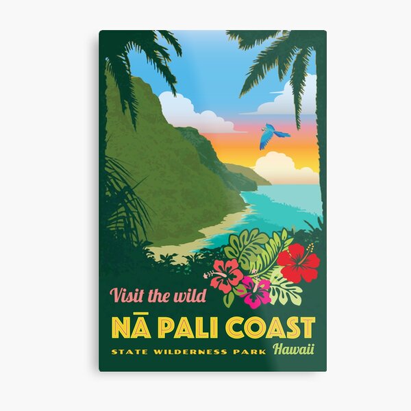 Item preview, Vintage-Style Napali Coast Travel Poster designed and sold by travelwitheric.