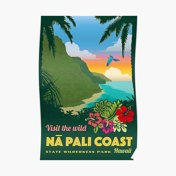 Vintage -Style Napali Coast Travel Poster Poster