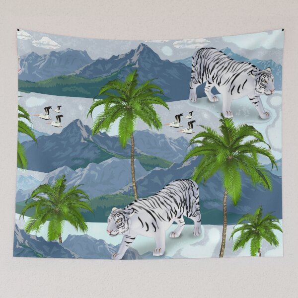 Item preview, White Tiger Jungle Pattern  designed and sold by MarcSabuncu.