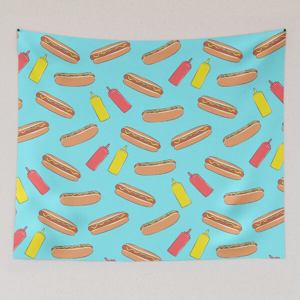 Item preview, hot dogs on blue designed and sold by littlearrow.