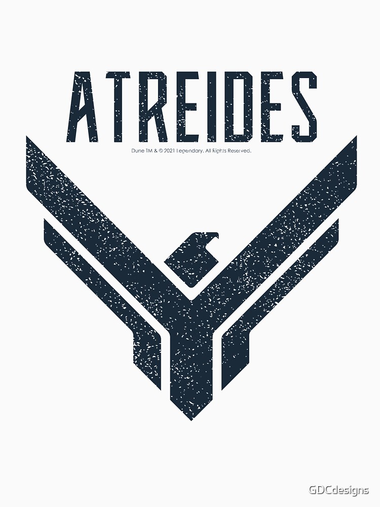Thumbnail 3 of 3, Fitted T-Shirt, Atreides House Distressed Art Design (white and blue) - Dune (2021 film) designed and sold by GDCdesigns.