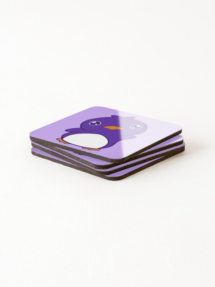 Thumbnail 4 of 5, Coasters (Set of 4), Purple Penguin designed and sold by Rualar-Design.