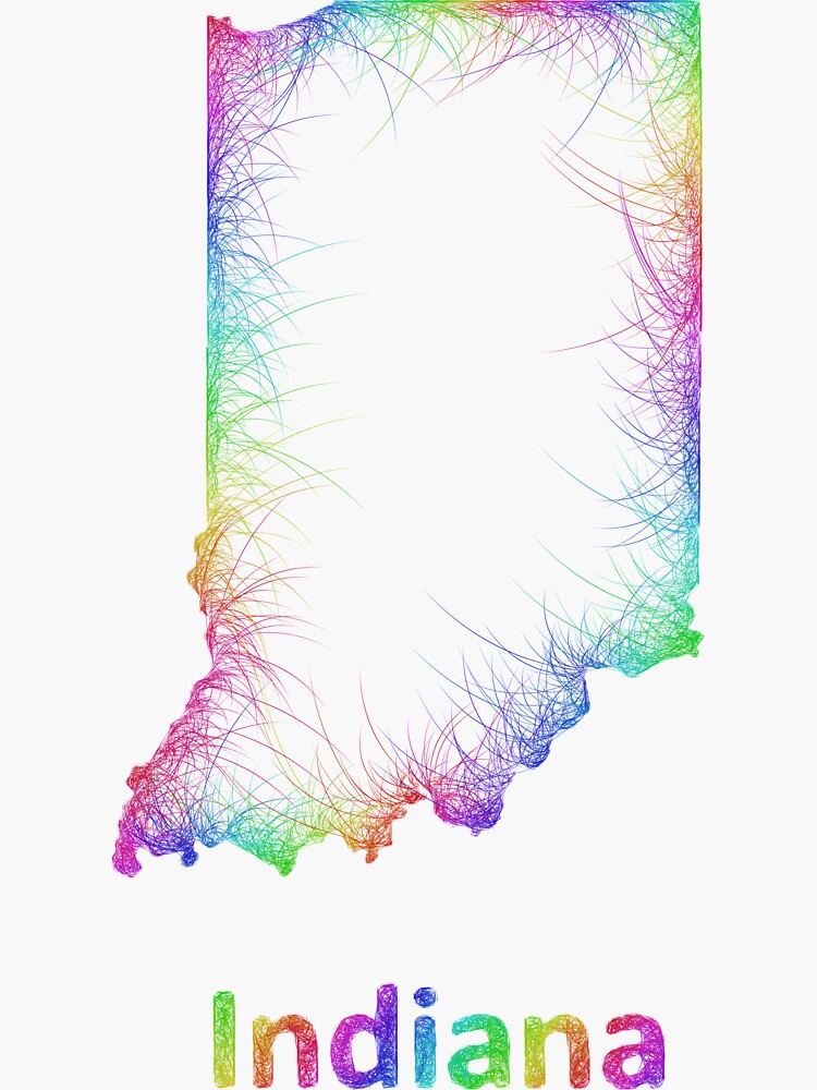 " Rainbow Indiana map" Sticker for Sale by davidzydd Redbubble