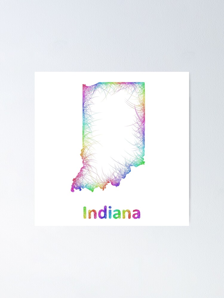 " Rainbow Indiana map" Poster by davidzydd Redbubble
