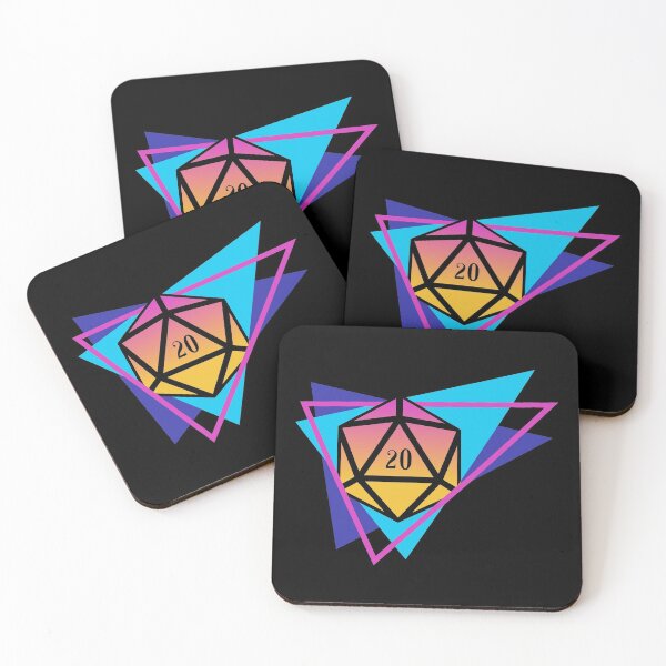 Item preview, Synthwave Polyhedral D20 Dice Retro Tabletop RPG designed and sold by pixeptional.
