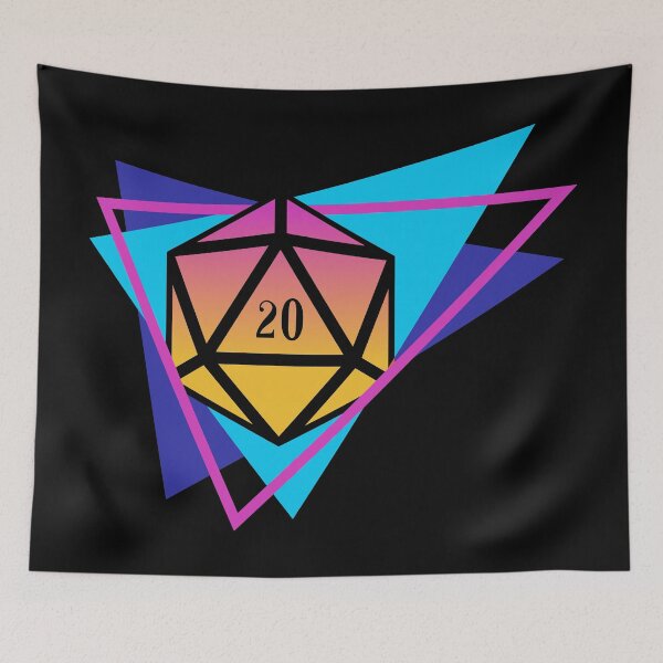 Item preview, Synthwave Polyhedral D20 Dice Retro Tabletop RPG designed and sold by pixeptional.