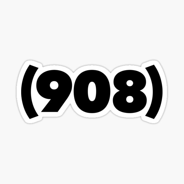 (908) black Sticker