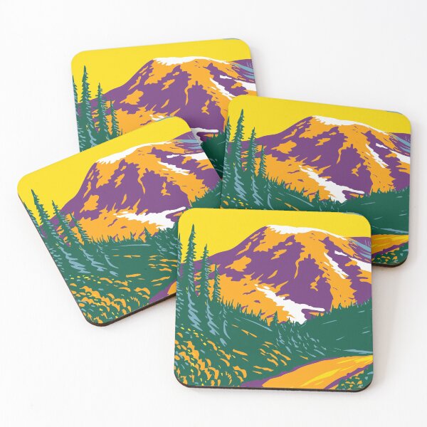 Item preview, Mount Rainier National Park an Active Stratovolcano in the Cascades Located in Pierce County and Lewis County in Washington State WPA Poster Art designed and sold by patrimonio.