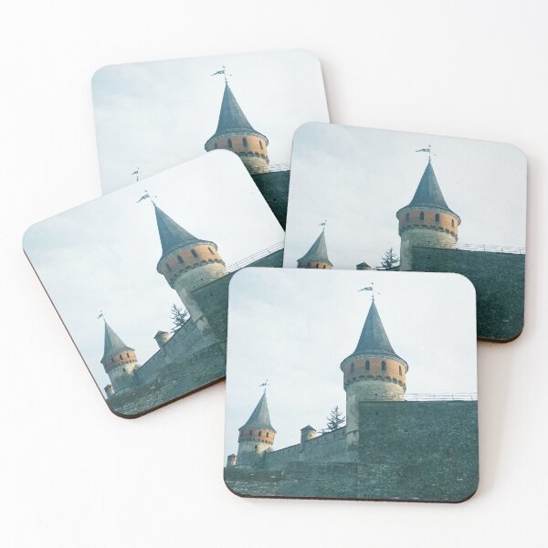 Item preview, Some turrets of the Old Fortress against the background of the blue cloudy sky, Kamenets-Podolsky, Ukraine designed and sold by helenkaiy.