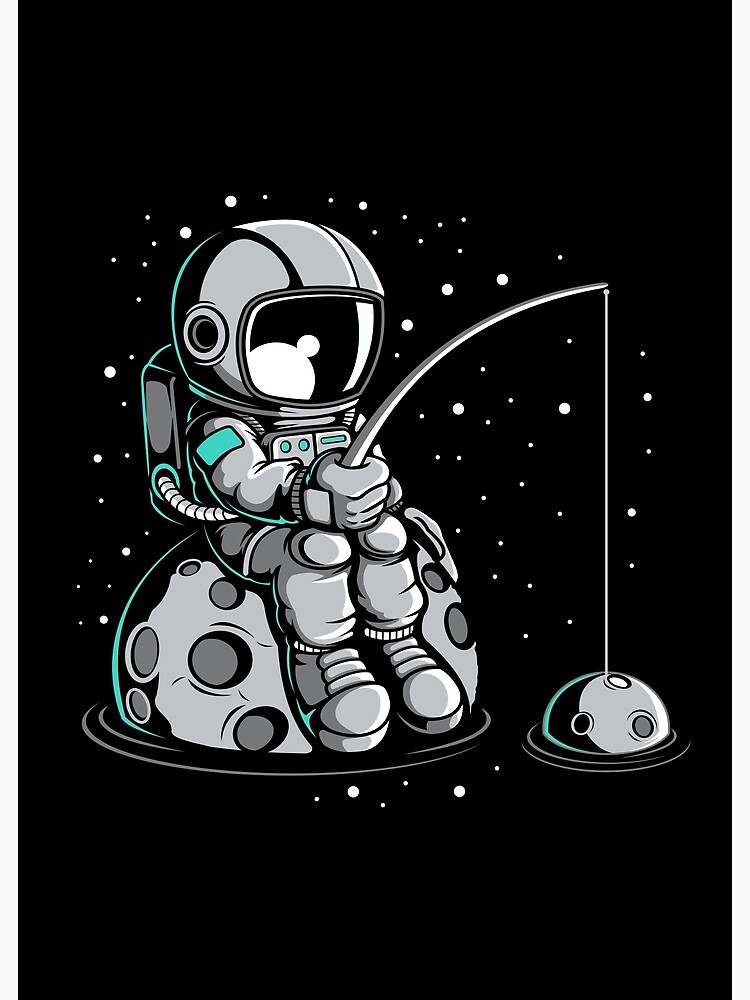 Lonely Fishing Space Boat Astronaut Artworks Art Funny DT Adult T