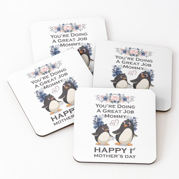 Artikelvorschau, Sie machen einen tollen Job Mama, Happy 1st Mothers Day. Pinguin-Mutter und Baby entworfen und verkauft von roocky.